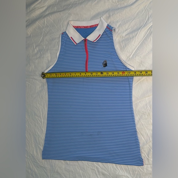Peter Millar Women’s Sleeveless Golf Polo Shirt S Blue White Stripe UPF 50+ - Picture 10 of 14